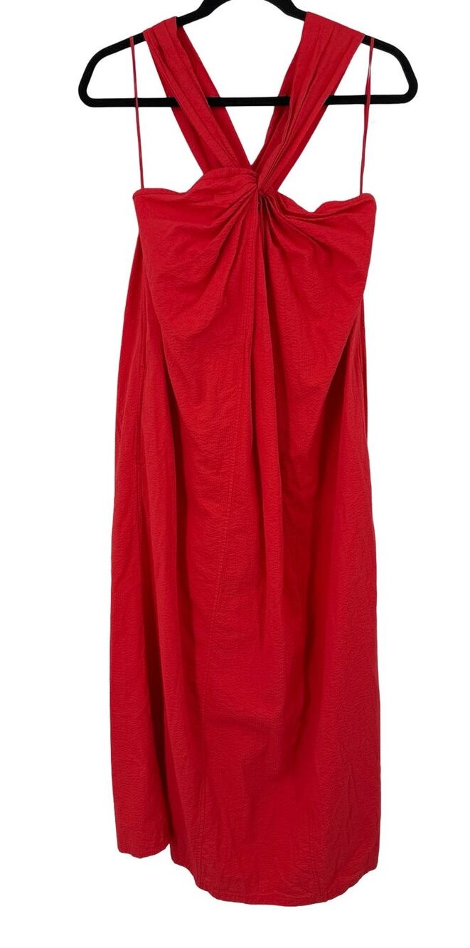Faherty Bay Twist sleeveless halter midi dress red size X-Small XS